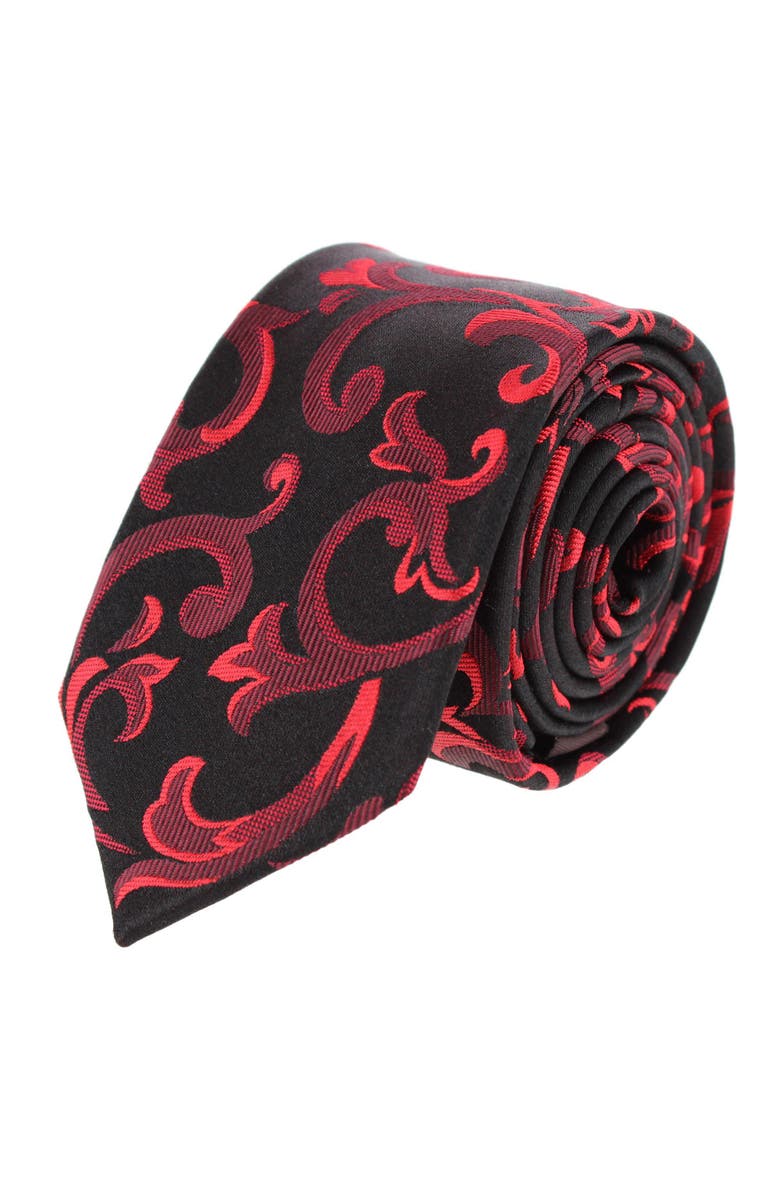 Trafalgar Boy's Christian the Romantic Brocade Silk Necktie, Main, color, Red