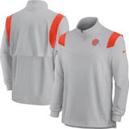 Nike Men's Nike Gray Cleveland Browns Sideline Coach Chevron Lockup Quarter-Zip Long Sleeve Top