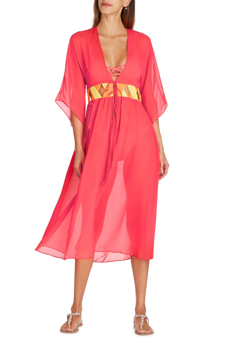Rio Bandage Cover-up Robe, Main, color, Coral