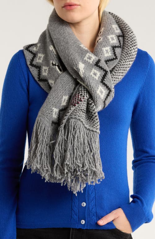Damson Madder Cecily Bunny Intarsia Oversize Scarf In Gray