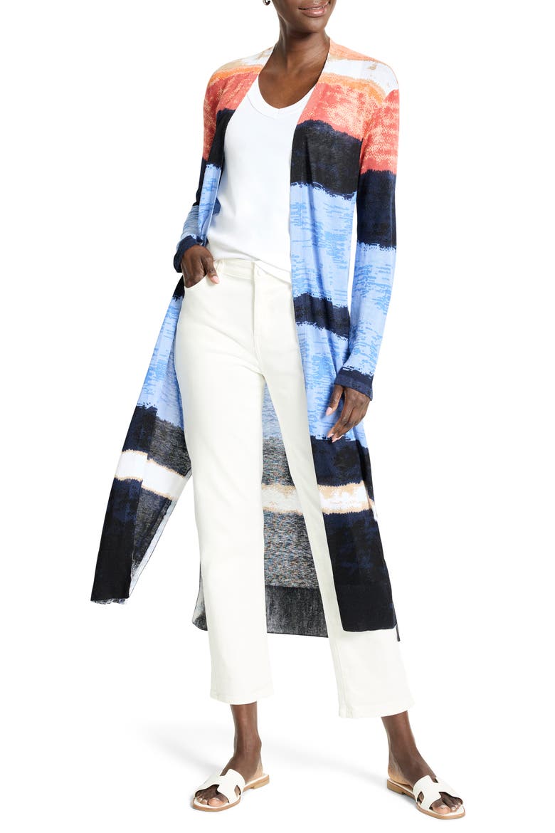 Painted Peninsula Longline Cardigan, Main, color, BLUE MULTI