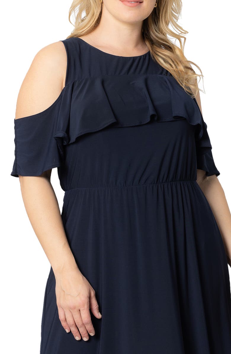 Kiyonna Piper Cold Shoulder Dress, Alternate, color, Nouveau Navy
