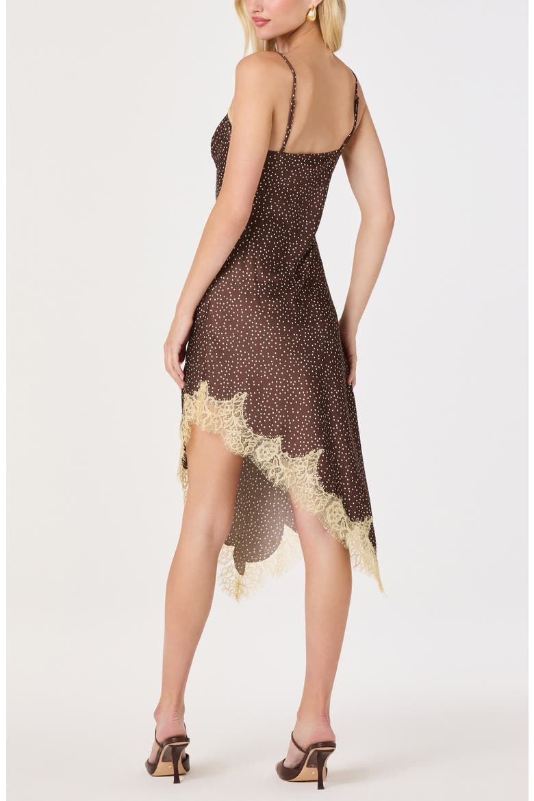 Kiersten Polka Dot Lace Trim Slipdress, Alternate, color, BROWN POLKADOT