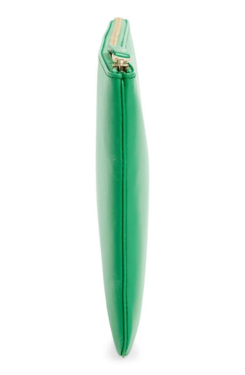 Comme Des Garçons Medium Classic Leather Zip-up Pouch In Green