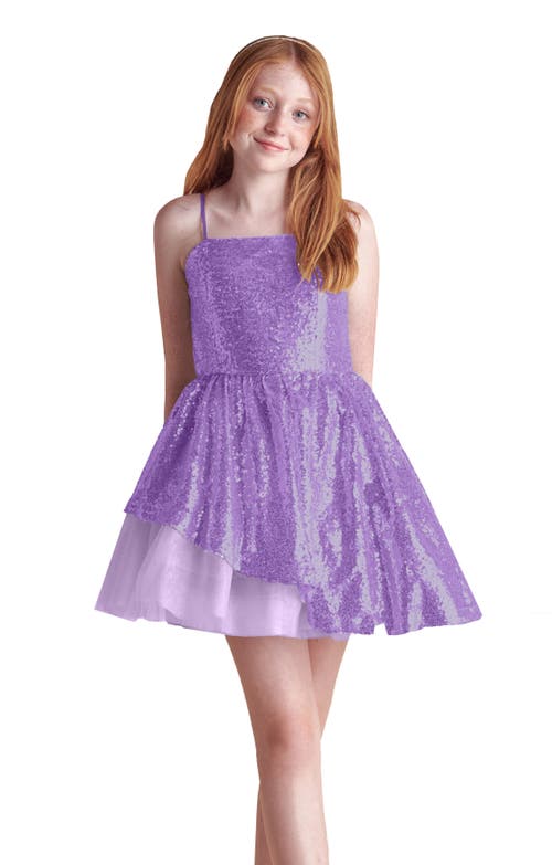 Un Deux Trois Kids' Peekaboo Sequin Party Dress In Blue