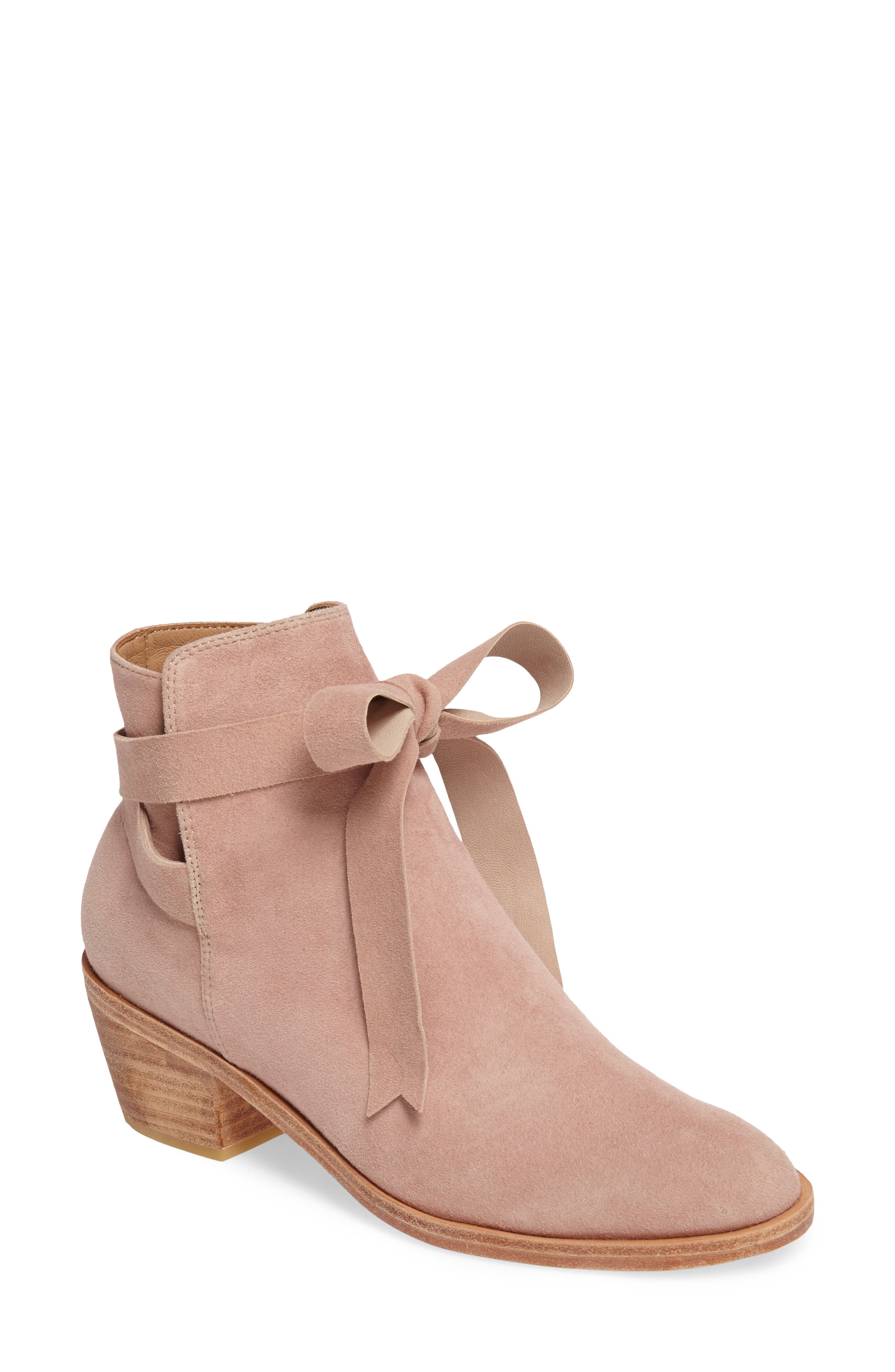 Loretana Ankle Tie Bootie, Main, color, ROSE SUEDE