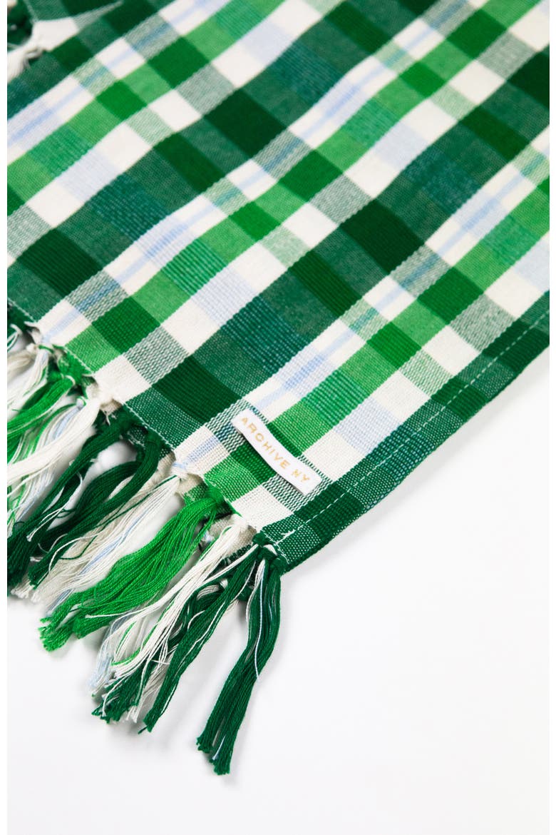 Festive Handwoven Plaid Cotton Kitchen Towel, Alternate, color, Green