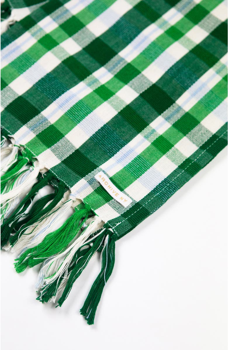 Archive New York Festive Handwoven Plaid Cotton Kitchen Towel, Alternate, color, Green
