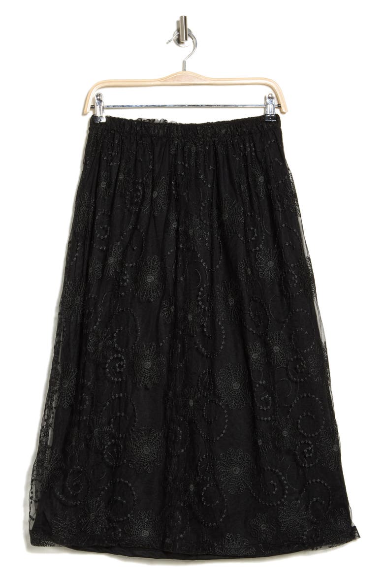 Embroidered Lace Skirt, Alternate, color, BLACK