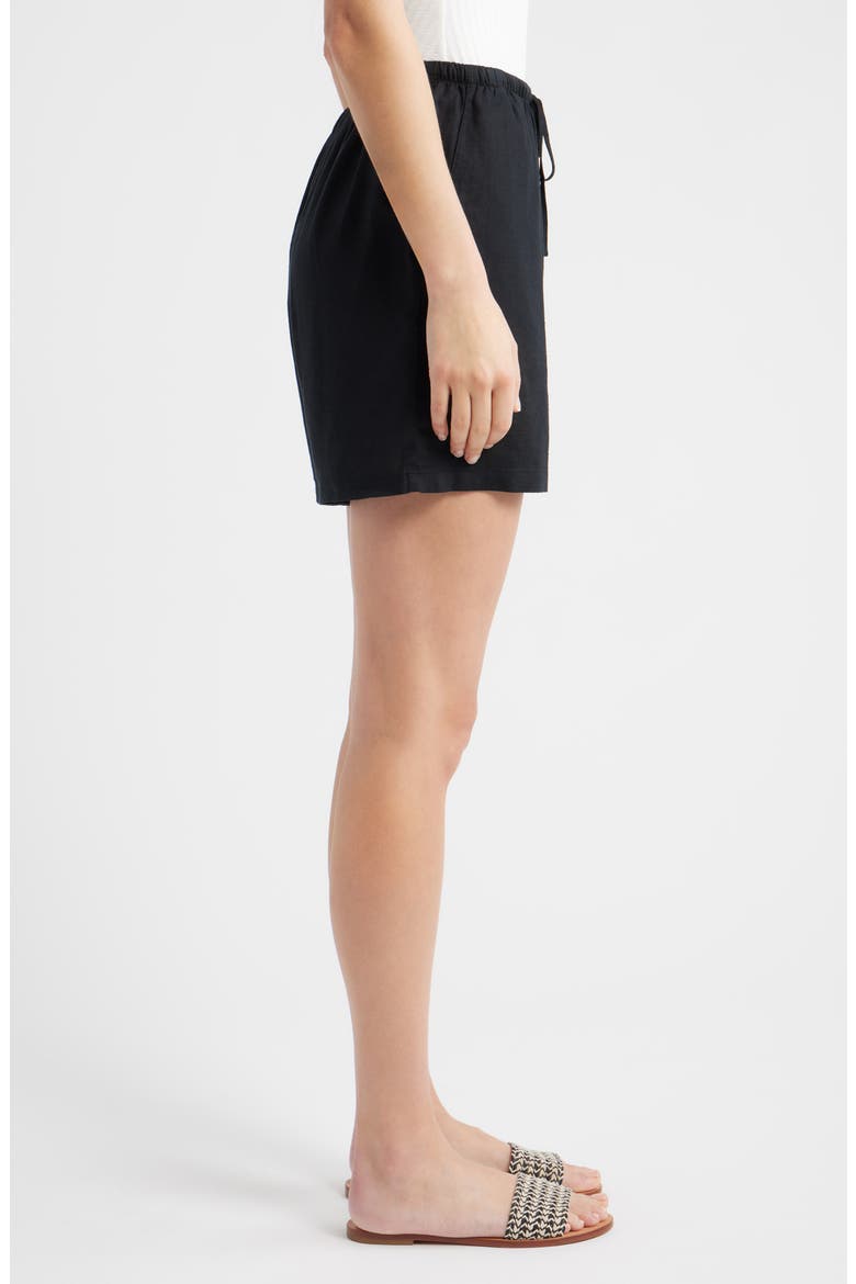 Linen Blend Shorts, Alternate, color, BLACK