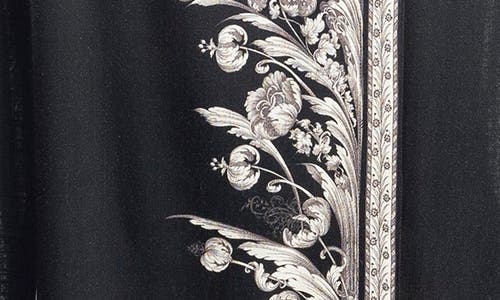 Max Studio Floral Border Faux Wrap Skirt In Black Penny Feather Leaves