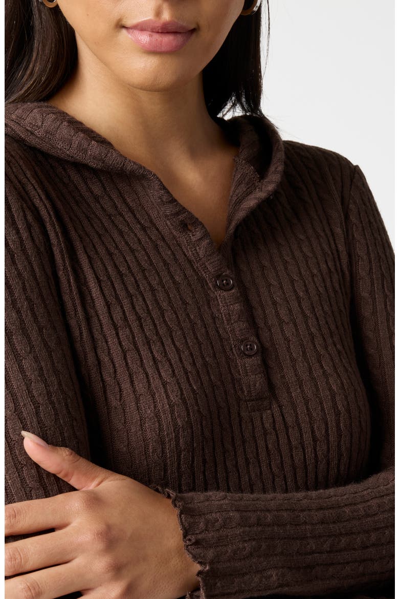 Baby Cable Knit Cropped Hoodie, Alternate, color, CANYON BROWN