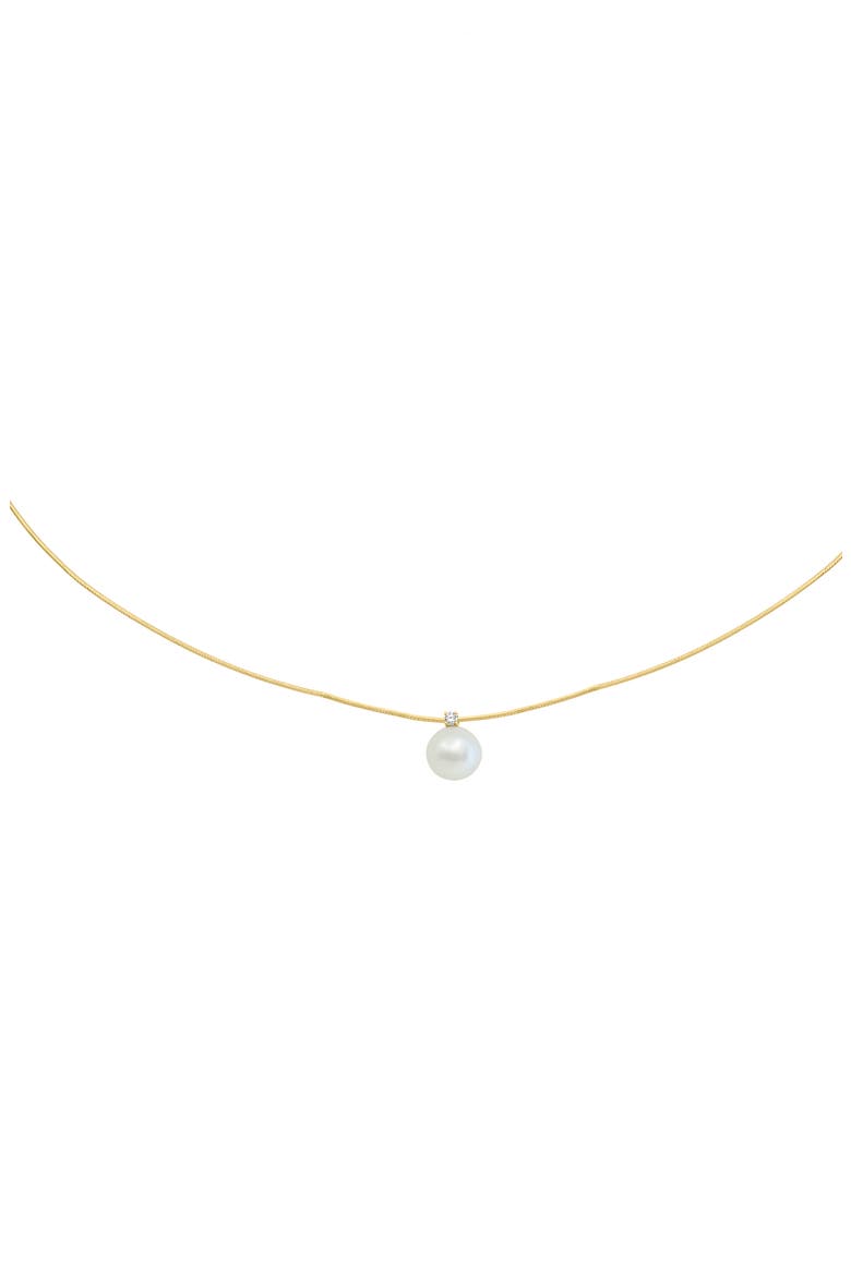 14K Gold Diamond & Freshwater Pearl Necklace, Alternate, color, WHITE