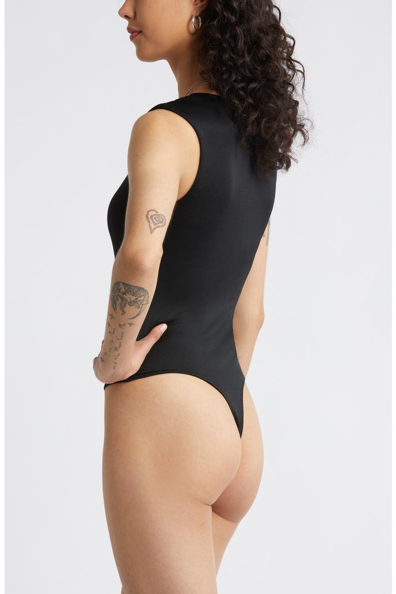 Butter Rib Square Neck Bodysuit, Alternate, color, BLACK JET