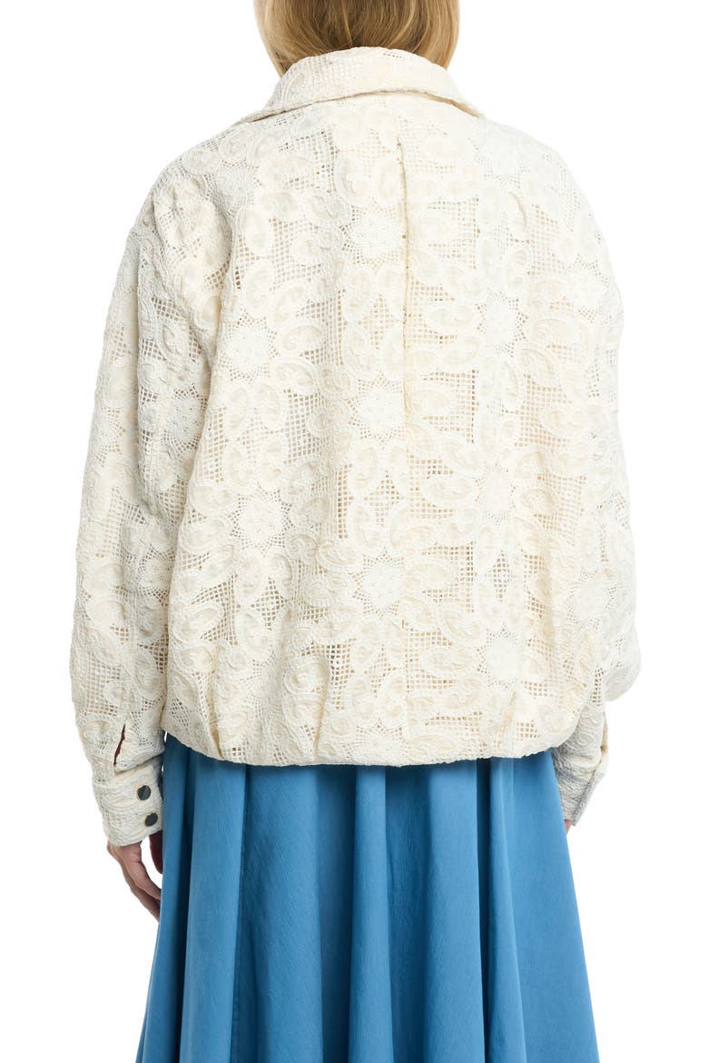 Yuna Lace Bomber Jacket, Alternate, color, OFF WHITE