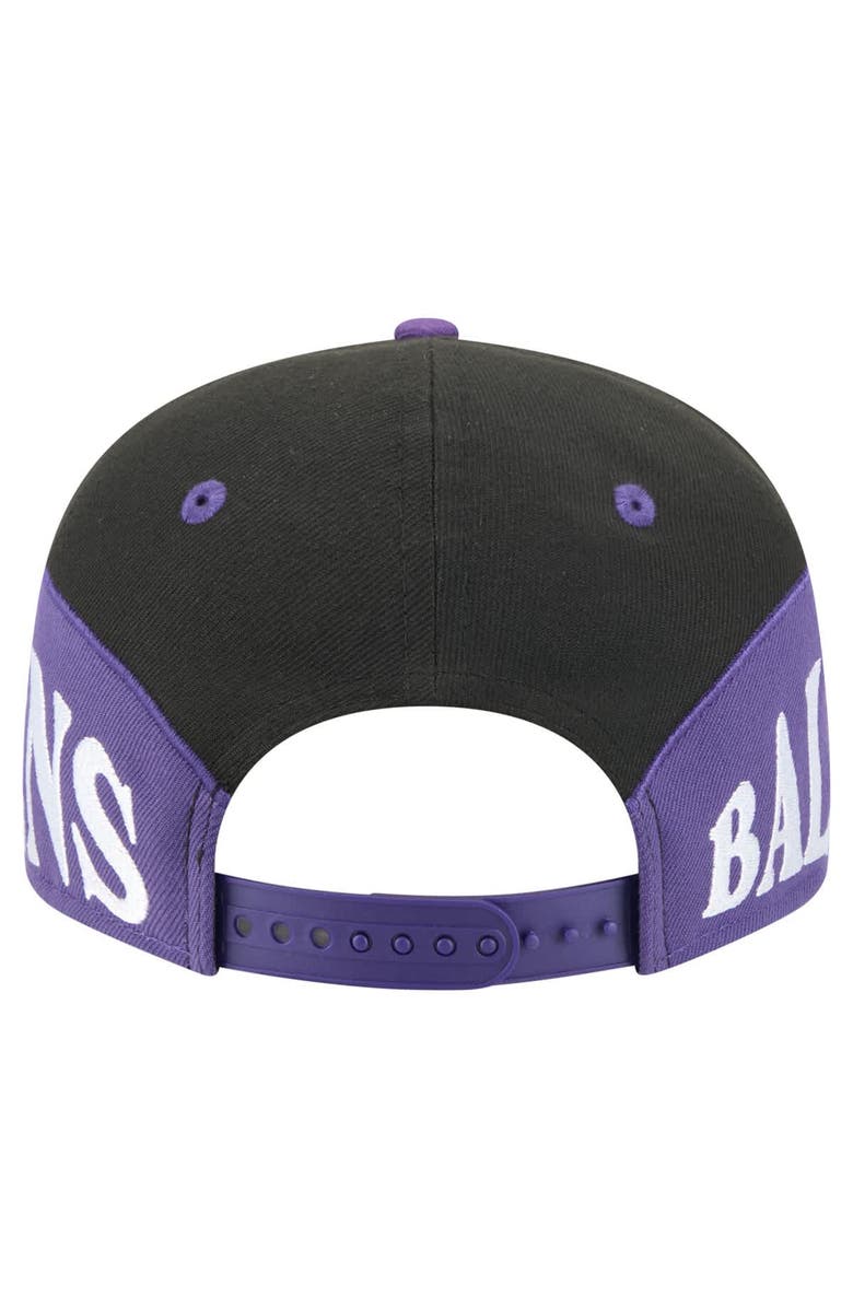 New Era Men's New Era Black/Purple Baltimore Ravens Split 9FIFTY Snapback Hat, Alternate, color,