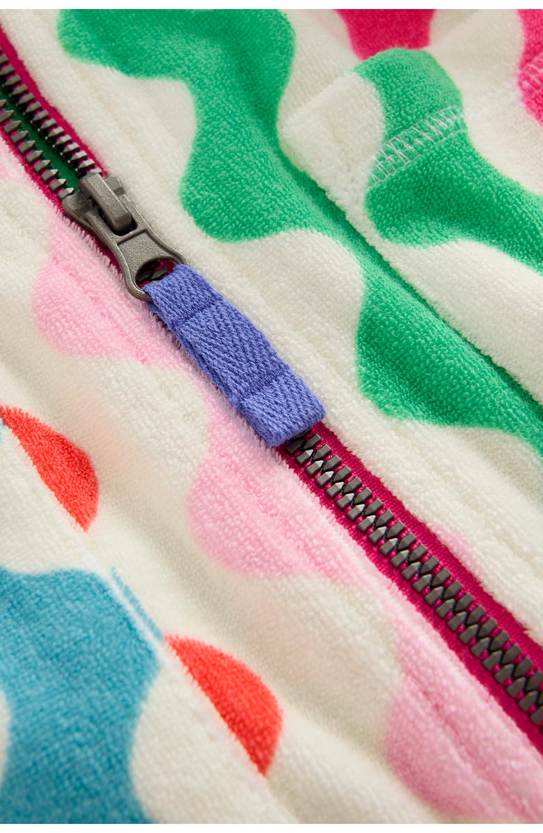 Mini Boden Kids' Romie Print Terry Hooded Cover-Up Dress, Alternate, color, Multi Rainbow Wave