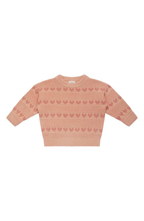 Heart Jacquard Cotton Sweater