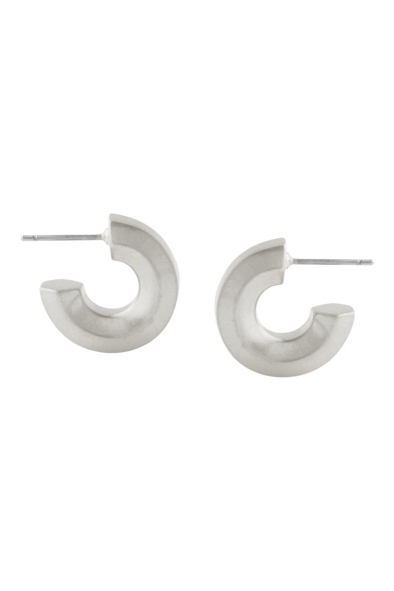 Small Hoop Earrings, Alternate, color, WARM SILVER