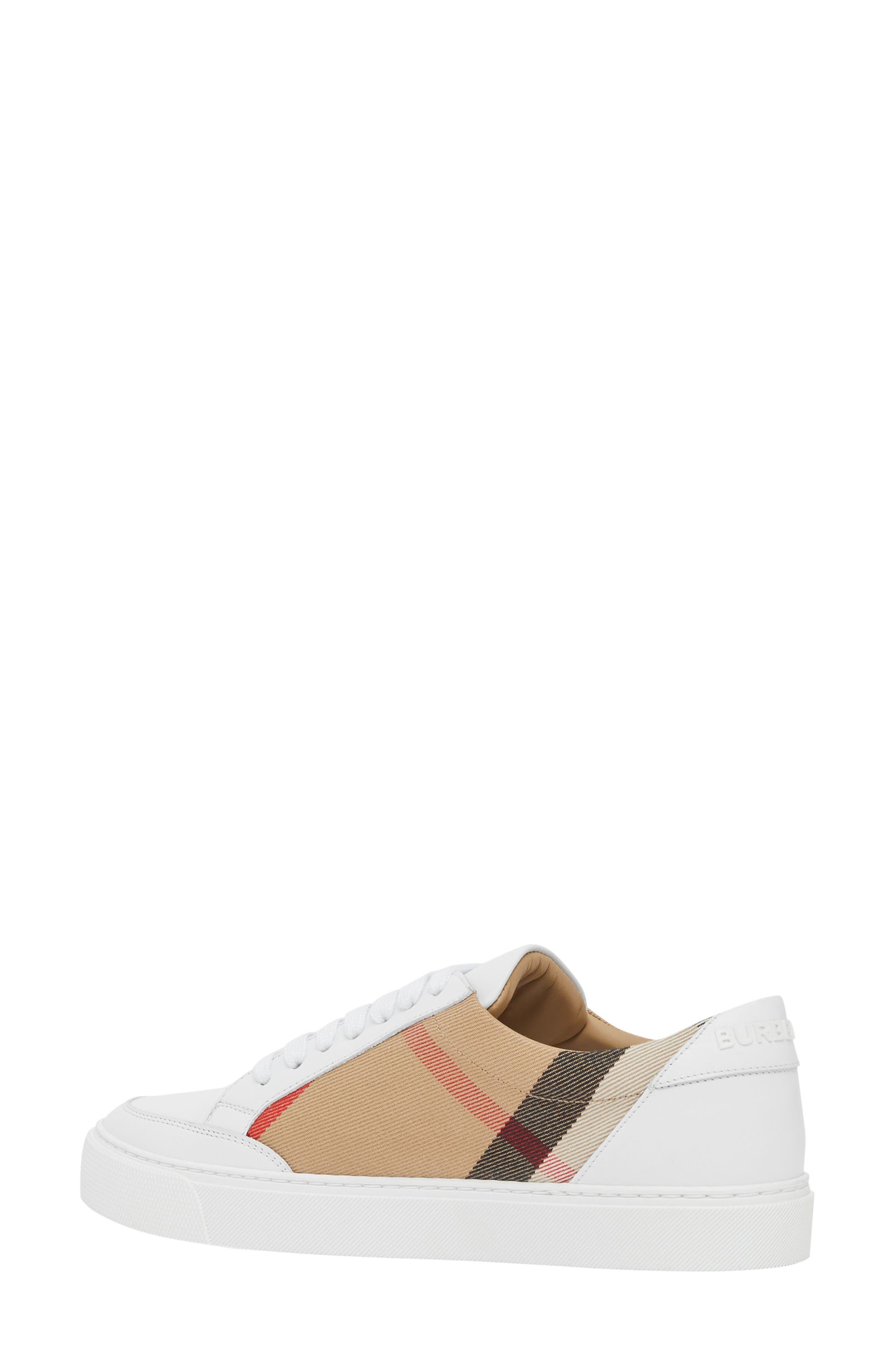 Burberry Salmond Check Low Top Sneaker, Alternate, color, Optic White