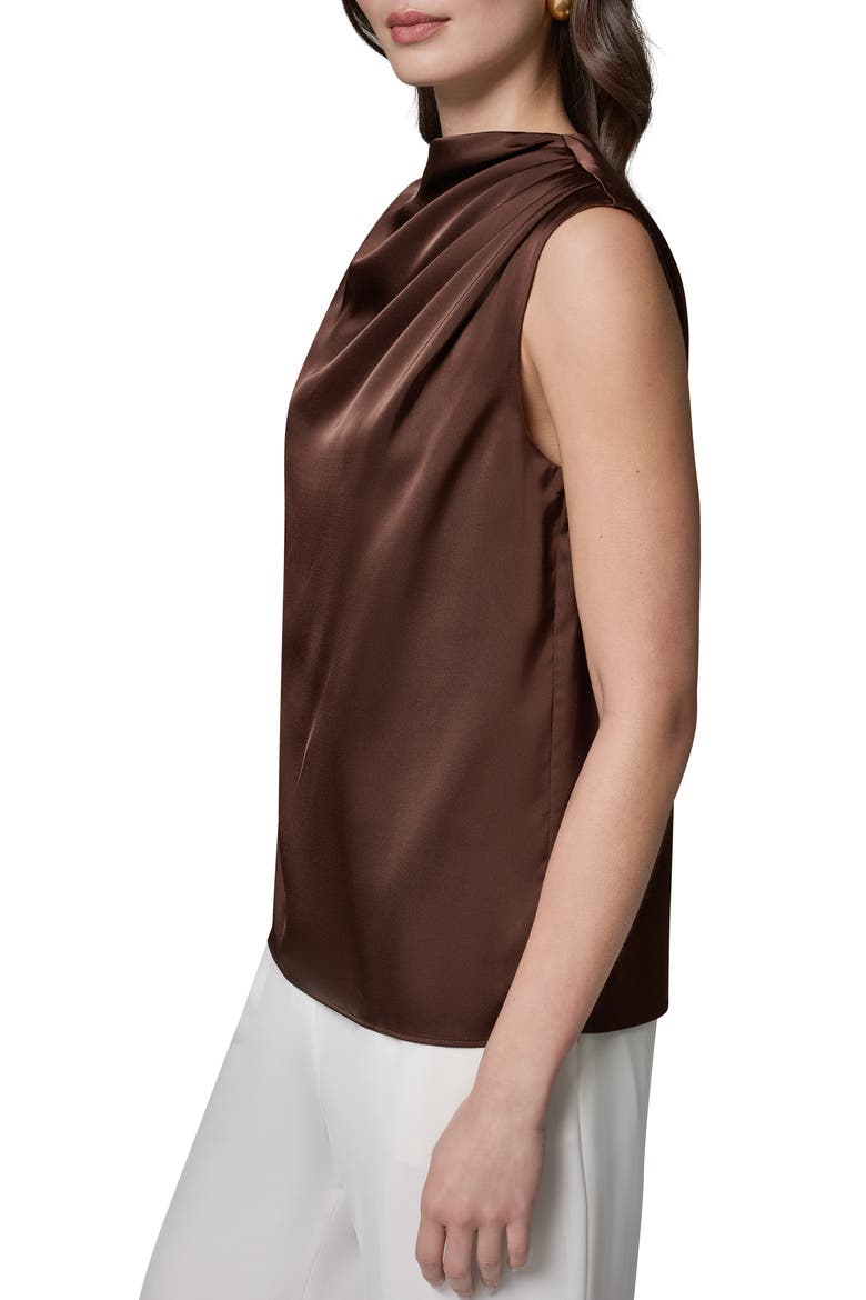 Pleated Shoulder Satin Blouse, Alternate, color, CANYON