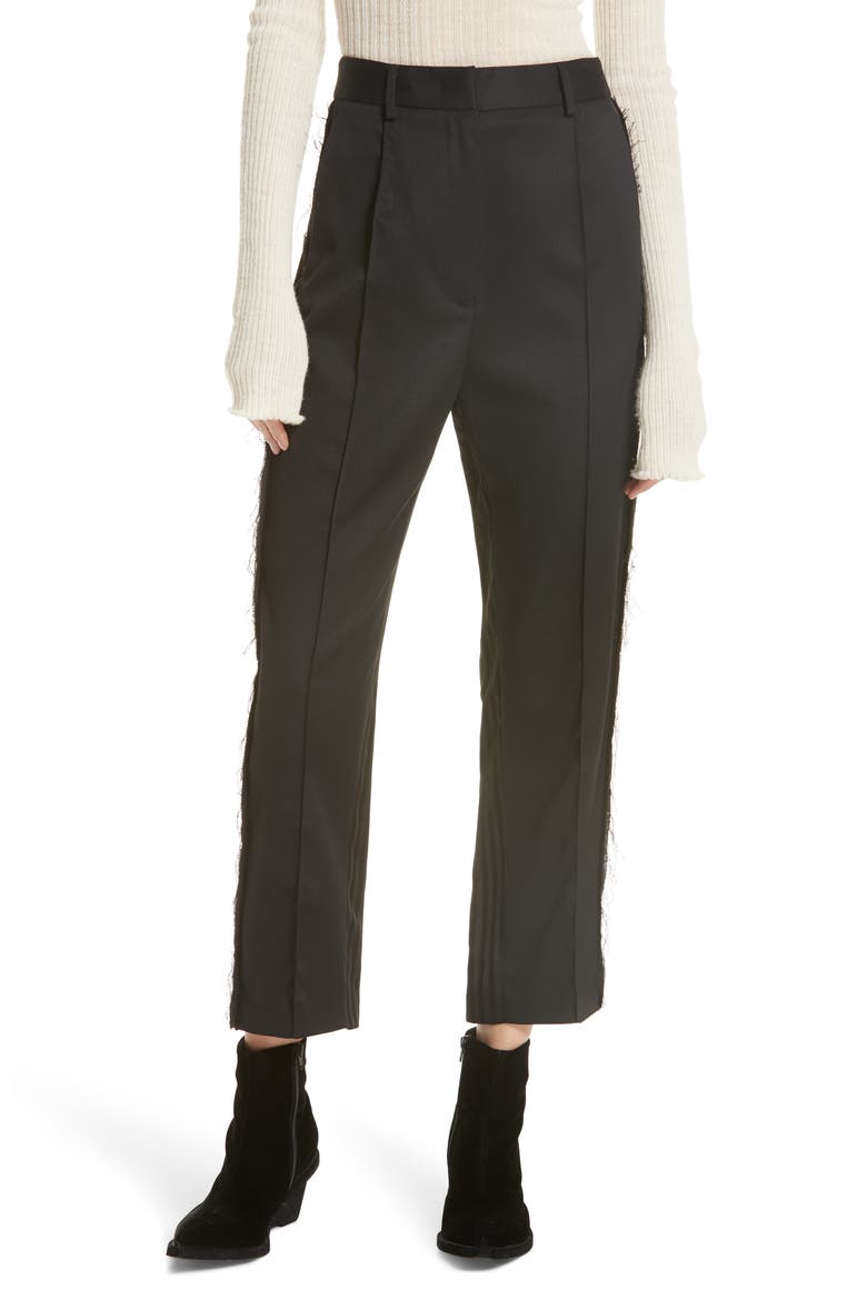 Fray Edge Pieced Pants, Main, color, VERY BLACK