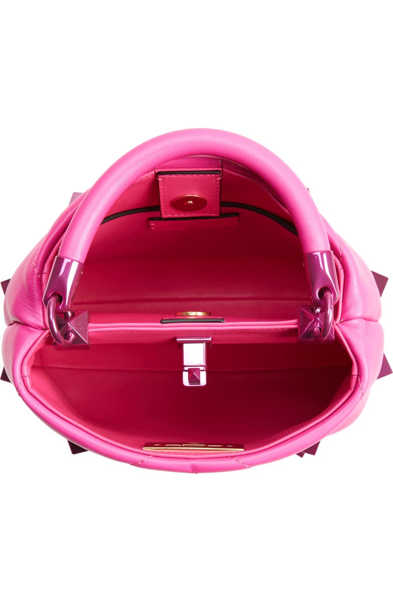 Valentino Garavani Small Roman Stud Pink PP Quilted Leather Top Handle Bag, Alternate, color,