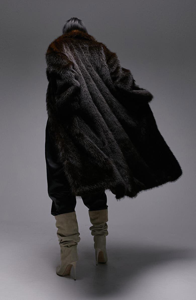 Topshop Faux Fur Longline Coat, Alternate, color, 