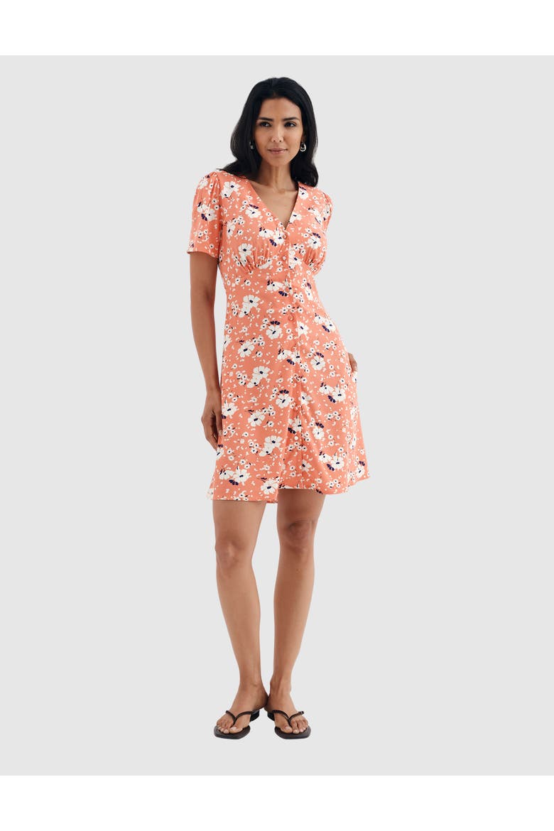 Orlagh Floral Short Dress, Main, color, Orange Floral