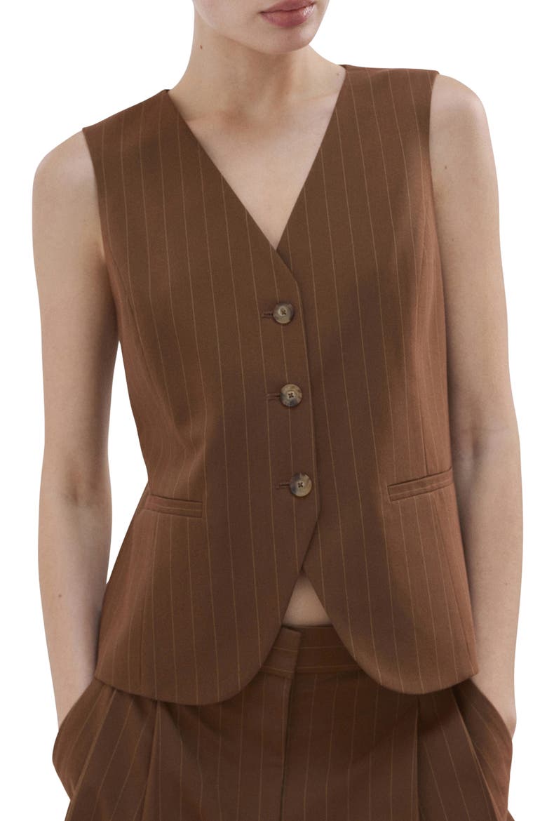 Pinstripe Vest, Main, color, CARAMEL