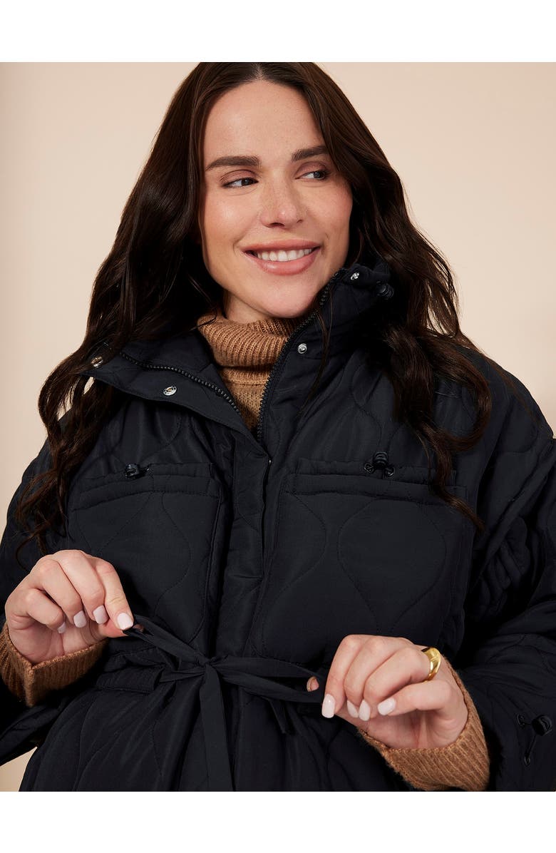 MOTHERHOOD MATERNITY Woven Full-Zip Long Sleeve Quilted Puffer Jacket, Alternate, color, Black