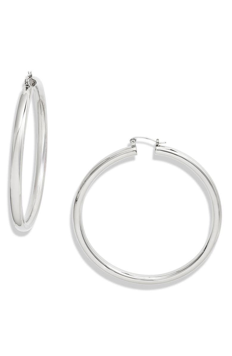 Knotty Extra Large Hoop Earrings, Main, color, Rhodium