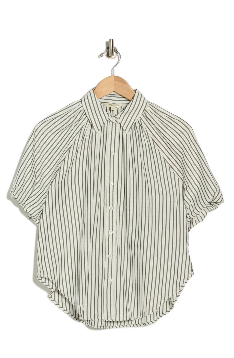 MAX STUDIO Bubble Sleeve Boyfriend Shirt, Alternate, color, Off White/ Black Stripe
