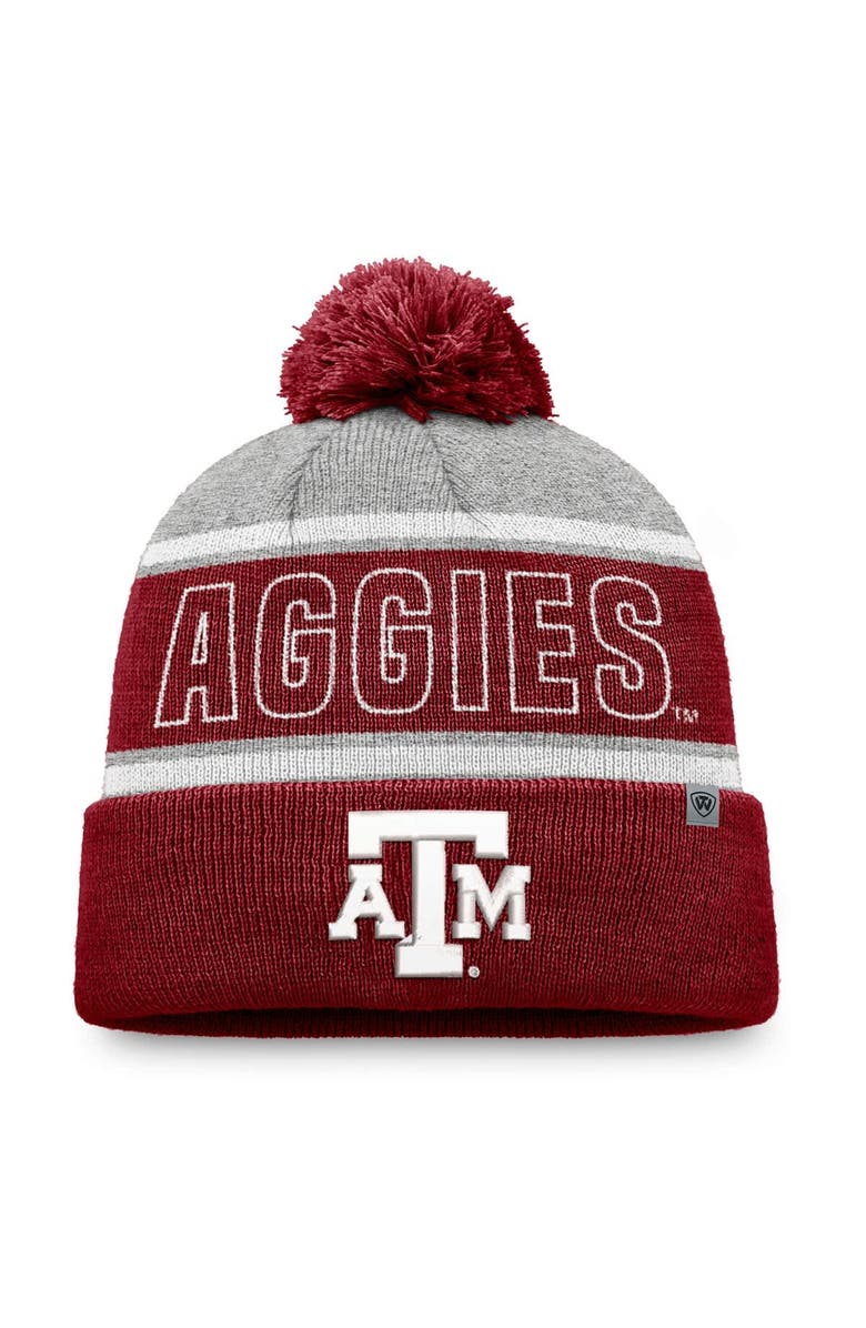 TOP OF THE WORLD Men's Top of the World Maroon Texas A&M Aggies Two-Tone Cuffed Knit Hat with Pom, Alternate, color, Maroon