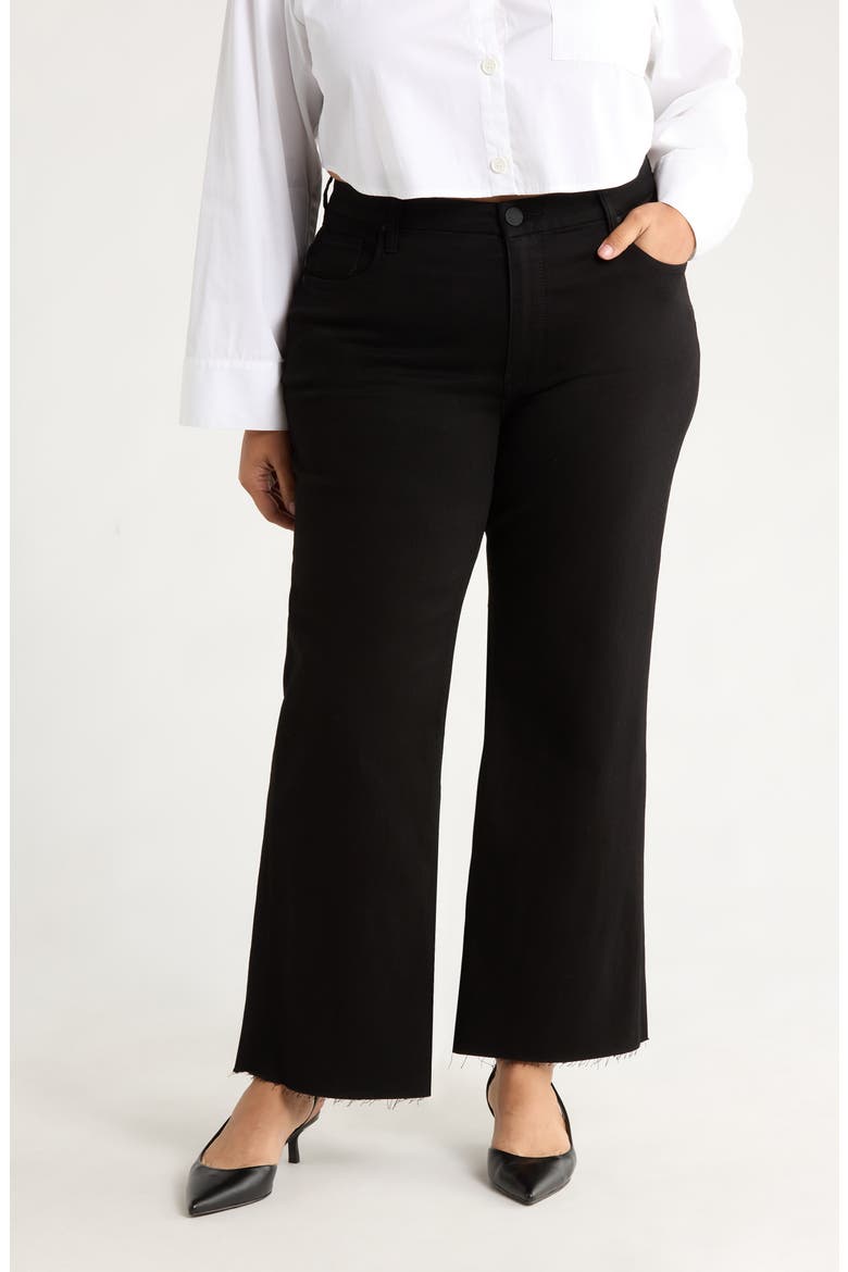 Meg Fab Ab Raw Hem High Waist Ankle Wide Leg Jeans, Main, color, BLACK