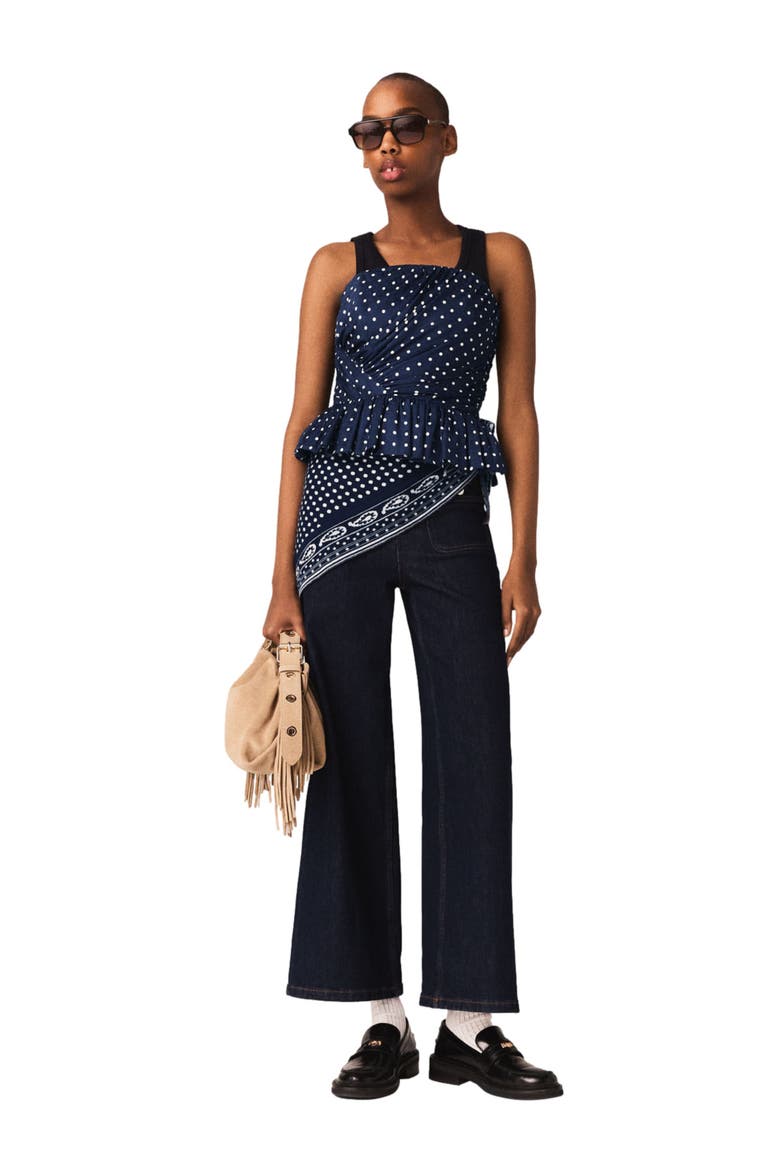 Patterned bustier top, Alternate, color, Navy dot bandana print