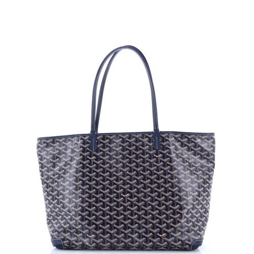 Pre-owned Goyard Goyard Artois Tote Coated Canvas Mm In Blue