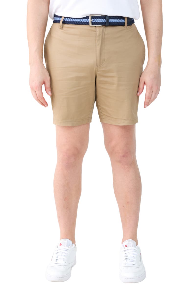 TailorByrd Stretch Cotton Chino Shorts, Main, color, Khaki
