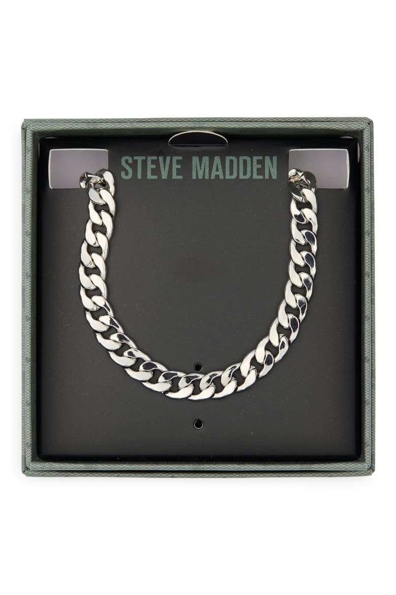Small Flat Curb Chain Necklace, Main, color, SHINY RHODIUM