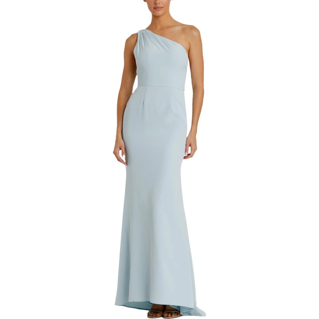 Mac Duggal One Shoulder Jersey Mermaid Gown In Powder Blue