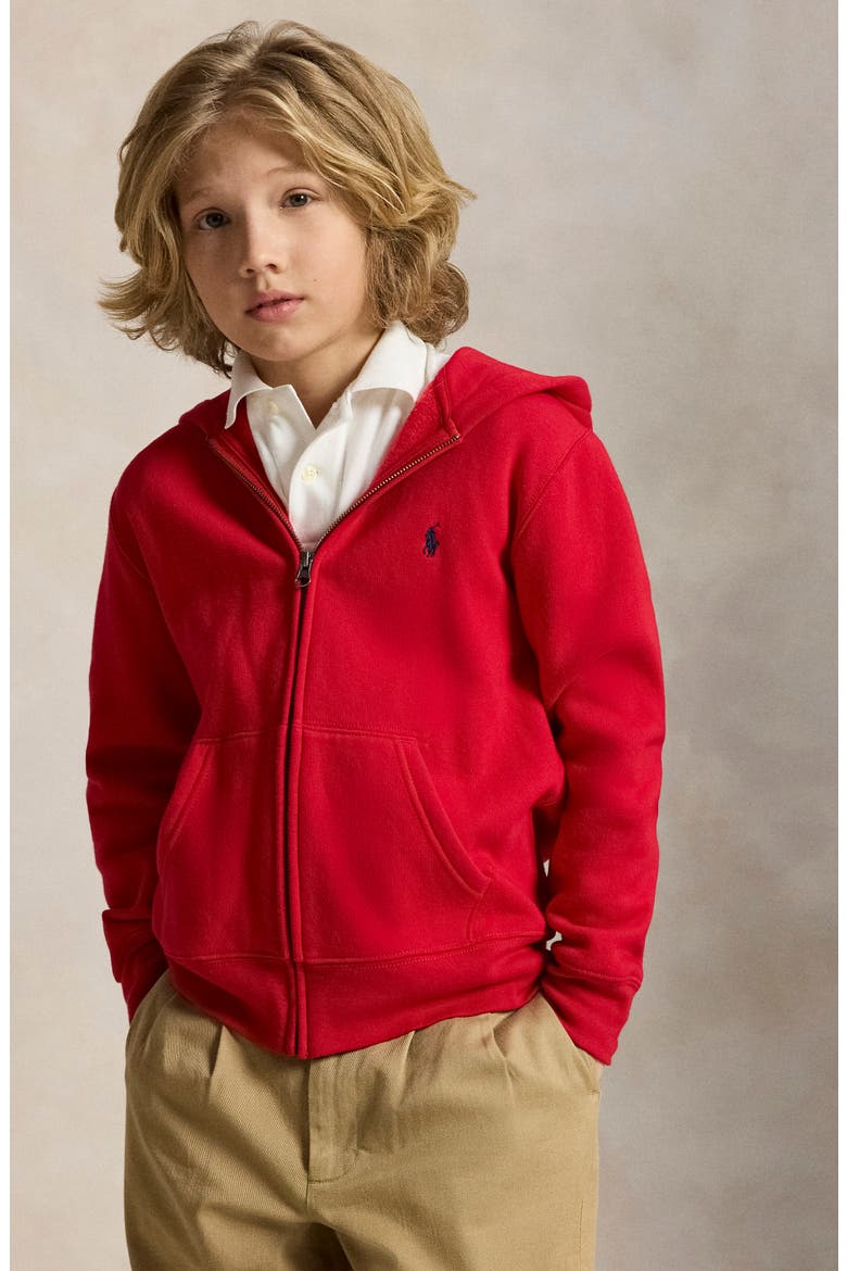 Kids' Fleece Zip Hoodie, Alternate, color, RL 2000 RED