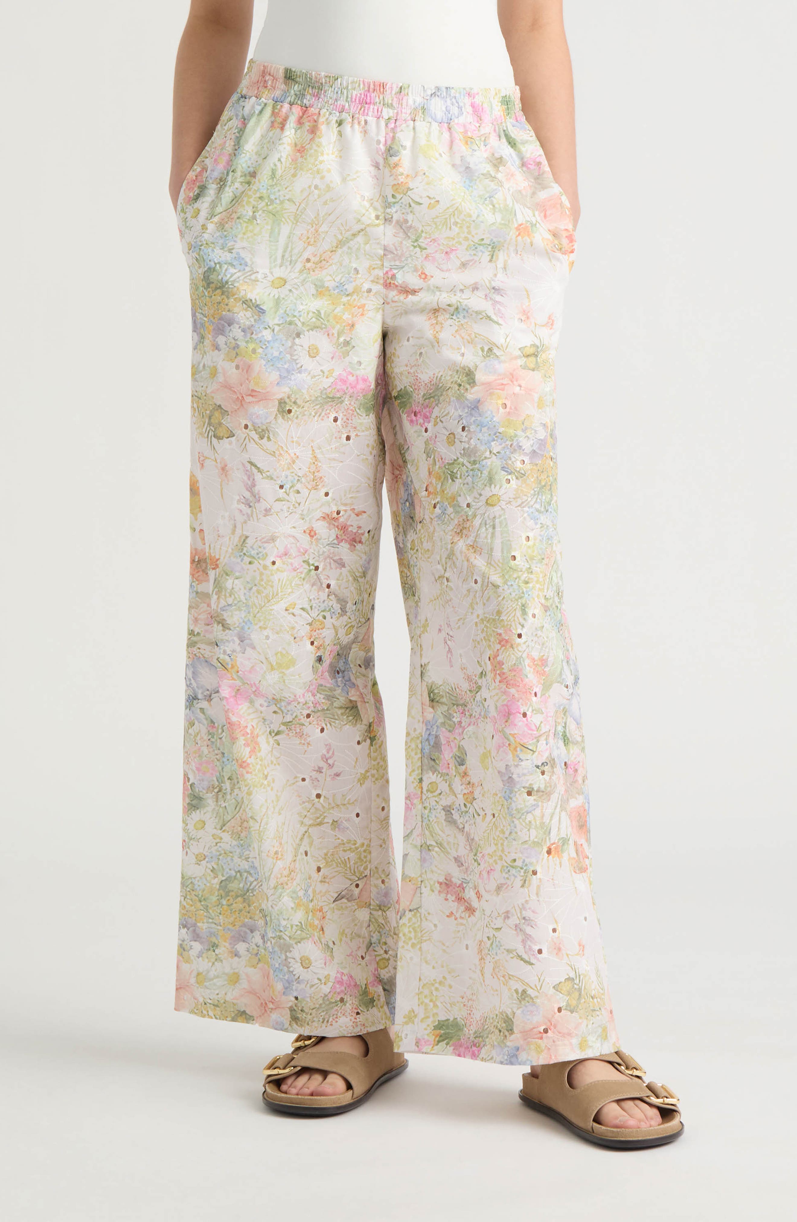 NVLT Embroidered Wide Leg Pants