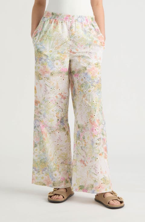 Embroidered Wide Leg Pants