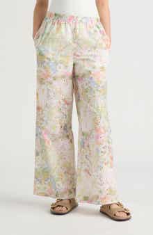 NVLT Embroidered Wide Leg Pants