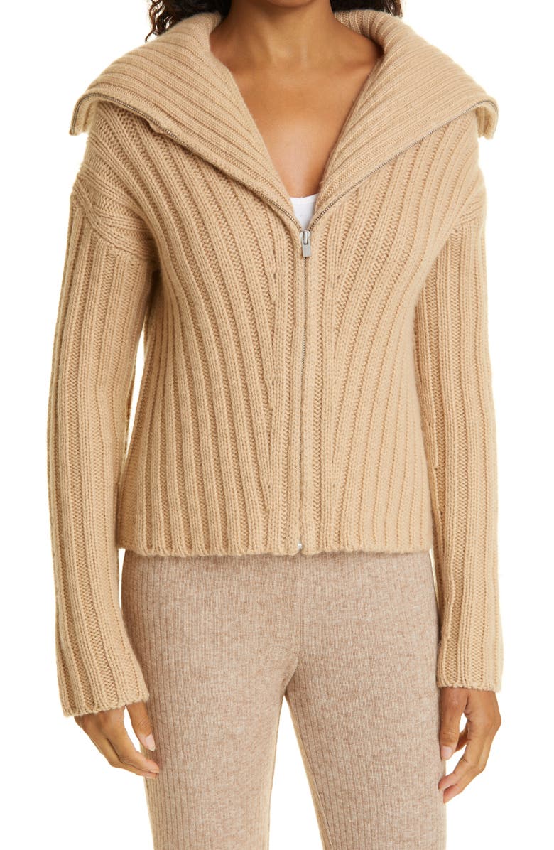 Vince Wool & Cashmere Zip-Up Sweater, Main, color,