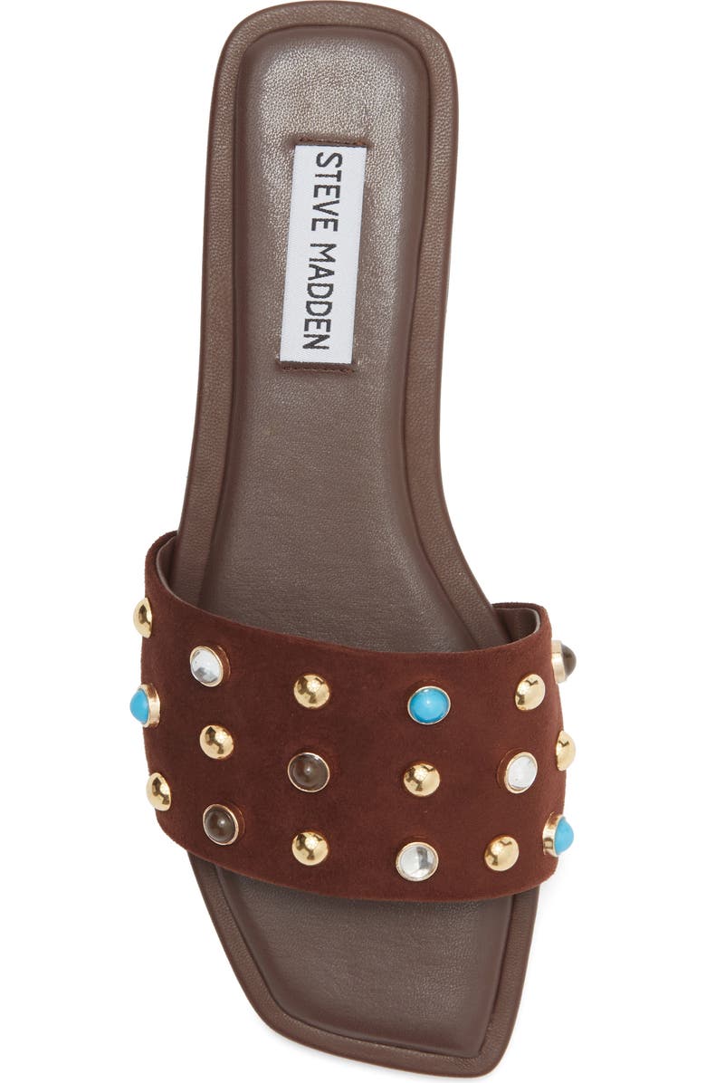 Steve Madden Lettie Studded Slide Sandal, Alternate, color, Brown Suede