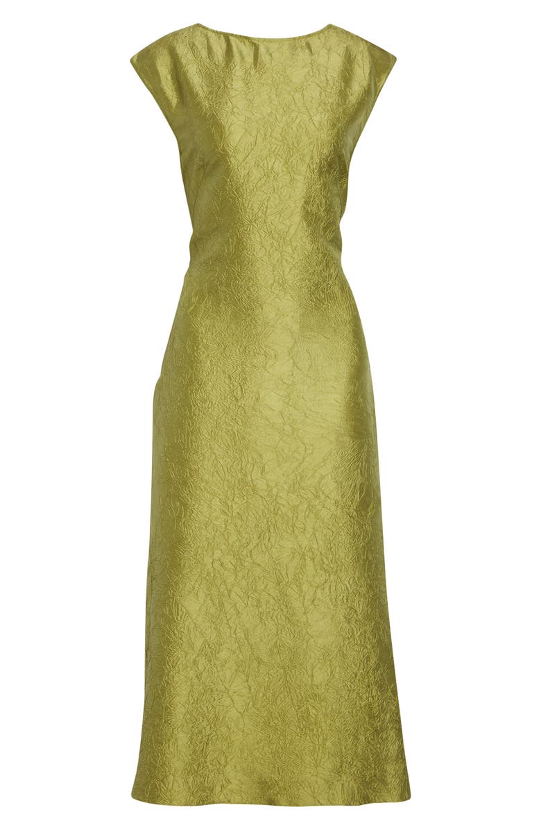 Christopher John Rogers Bow Crinkled Silk Midi Dress, Alternate, color, Pistachio