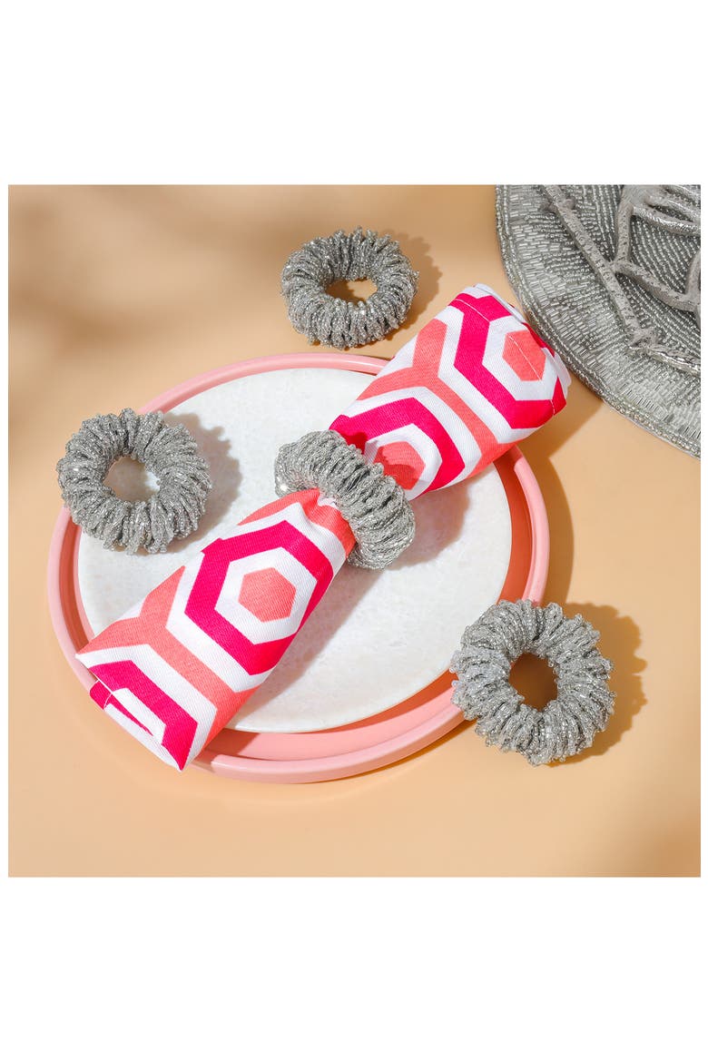 Eclipse Loop Set of 4 Napkin Rings, Alternate, color, SILVER