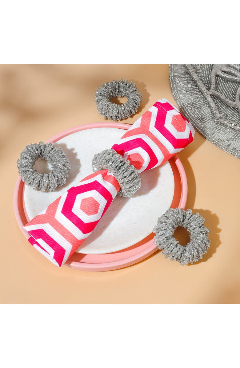 Tiramisu Eclipse Loop Set of 4 Napkin Rings, Alternate, color, Silver