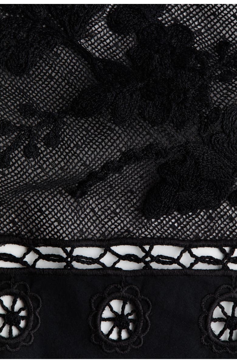 H&M Lace-detail Halterneck Top, Alternate, color, Black